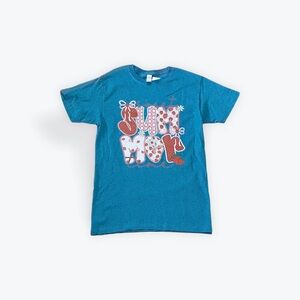 Teal Graphic 'Surf More' Tee
